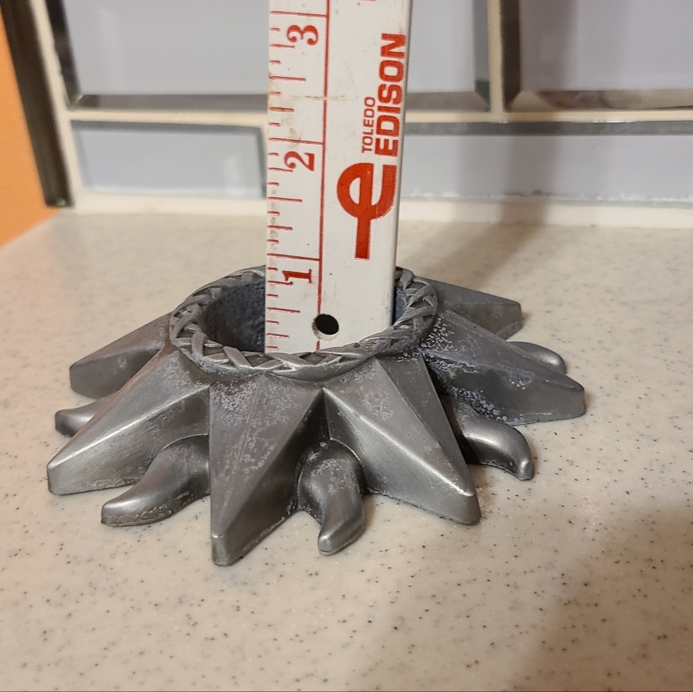 Unique Vintage Silver Sunburst Candle Holder - Picture 6 of 7